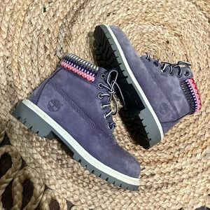 Timberland Boot 6 Inch Premium 9595R Nubuck suede Purple US Size 13 (girls)